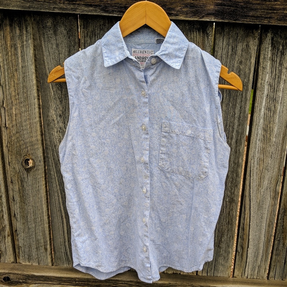 Vintage 1990s Sleeveless Button Up